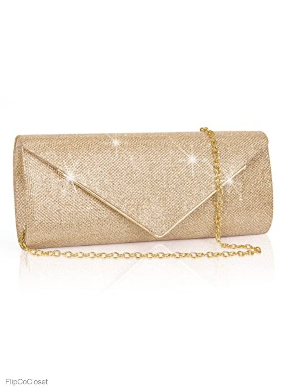 Sparkling Envelope Clutch with Detachable Chain, Evening Bag
